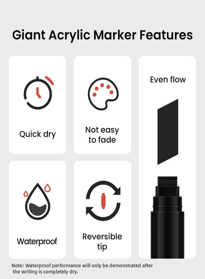 BIGTHUMB 3 Pcs Black Jumbo Permanent Markers: 15mm Wide Tip Thick Acrylic Paint Pen Large Calligraphy Marker for Rock Painting, Poster, Sign, Canvas, Glass, Wood, Ceramic - Image 3